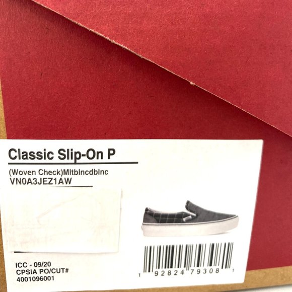 VANS Slip-On Classic Women Platform P Woven Check Canvas Gray Black VN0A3JEZ1AW - Picture 9 of 10